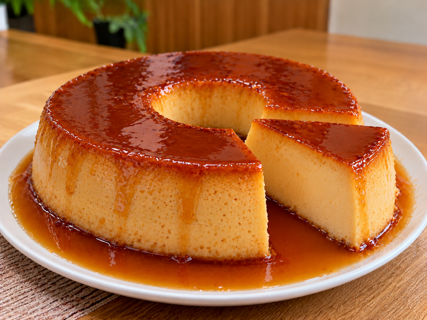 Flan casero cubierto con caramelo